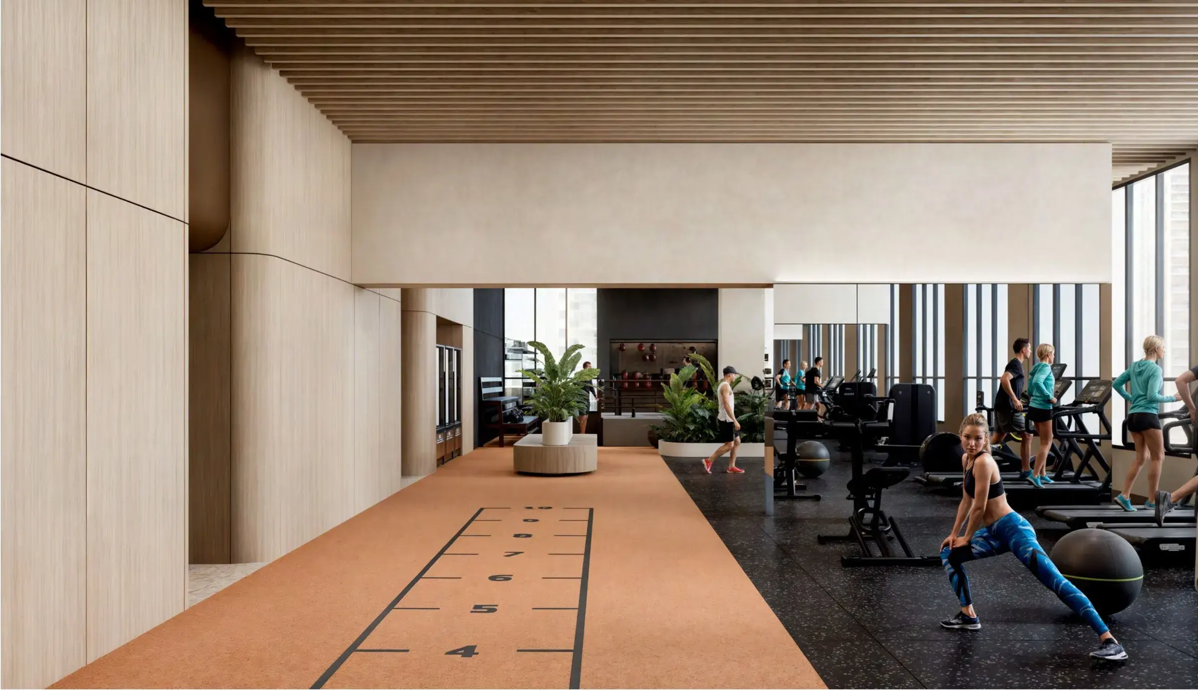 Architectural render of the 5CERO4 gym.