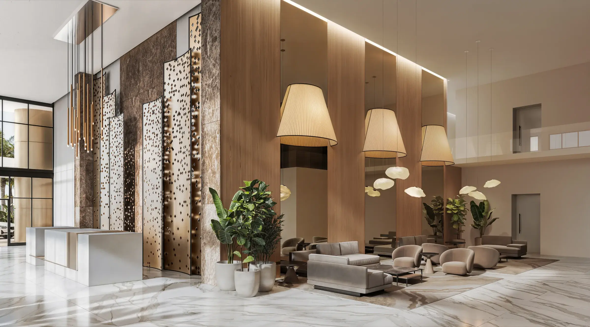 Architectural render of the Aurum lobby.