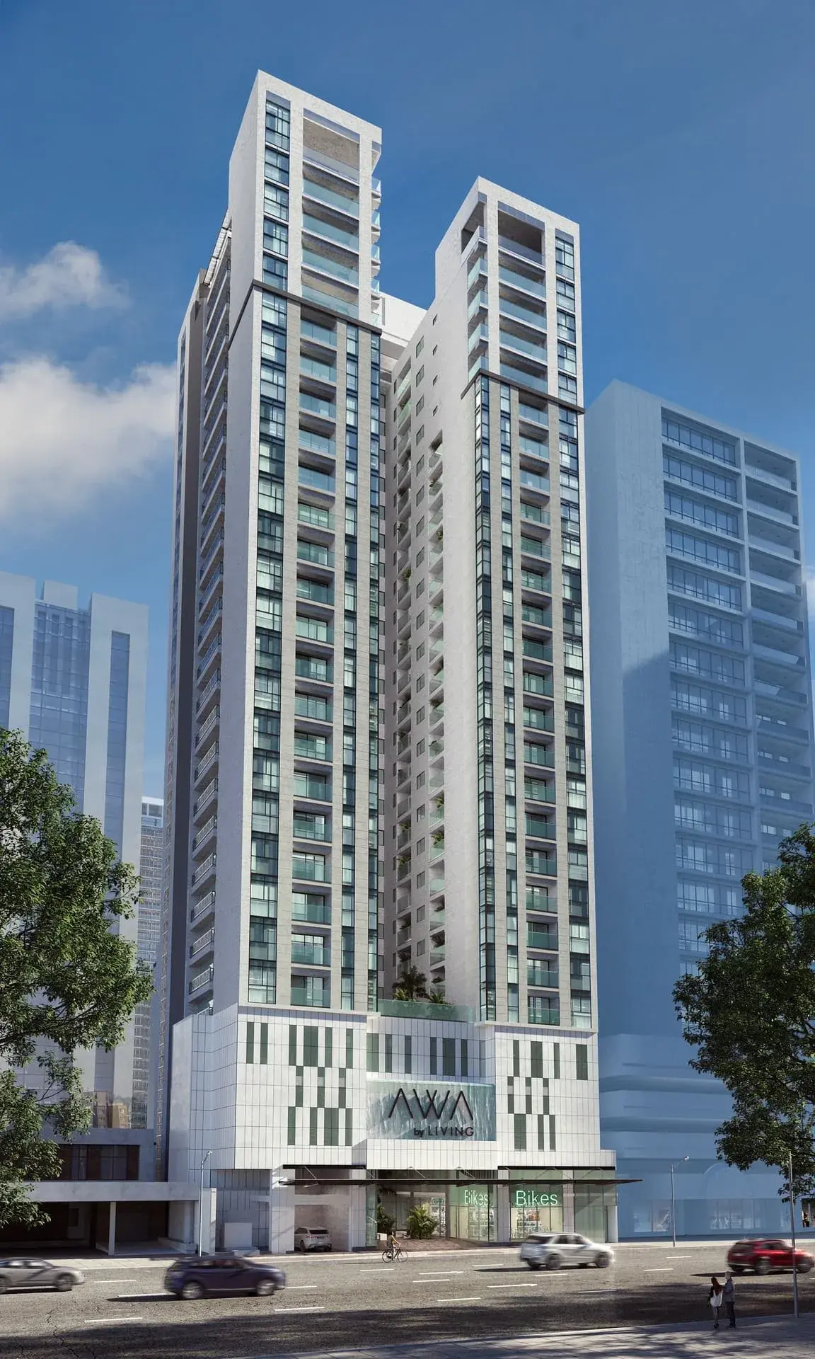 Architectural render of the AWA by Living tower in Bella Vista.