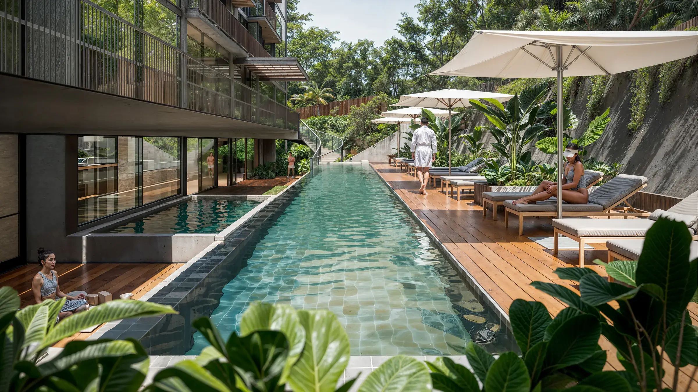 Architectural render of the Baula lap pool.
