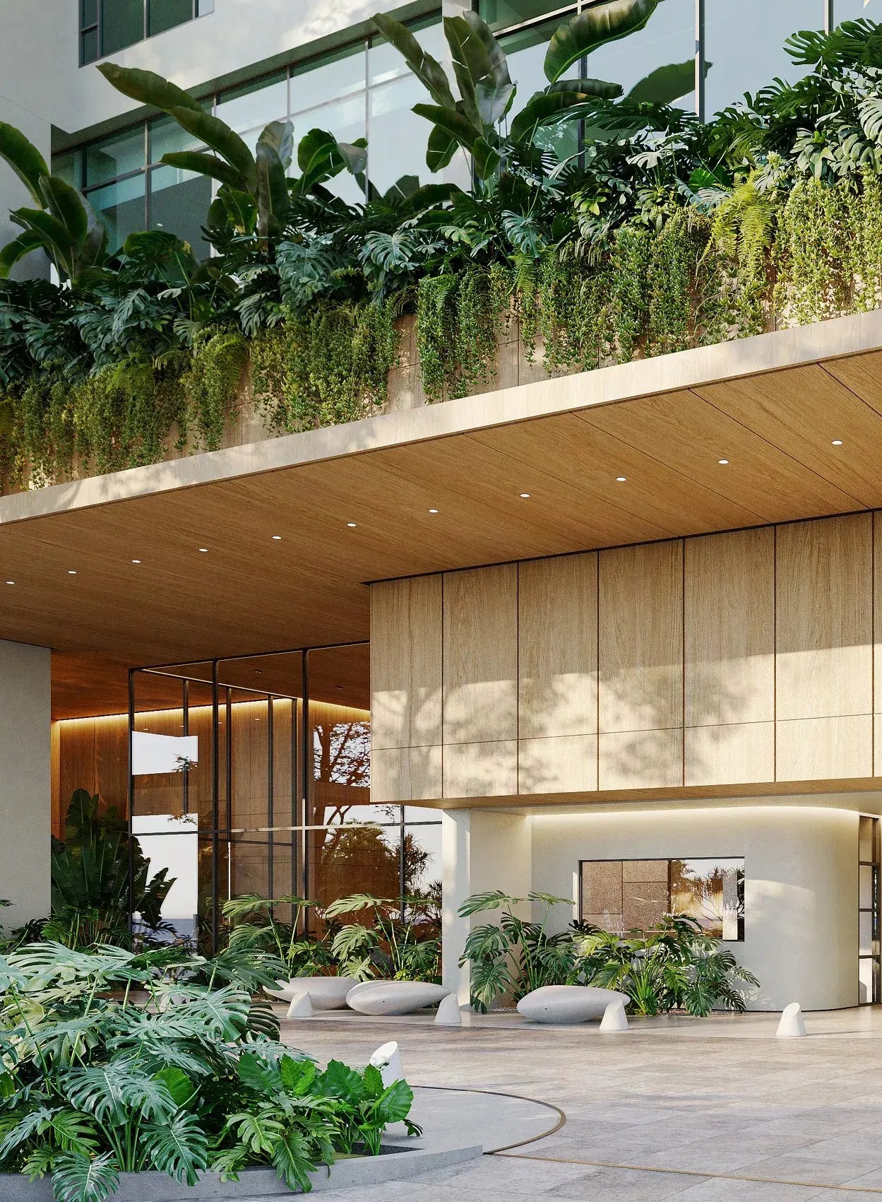 Architectural render of the Blau entrance lobby.