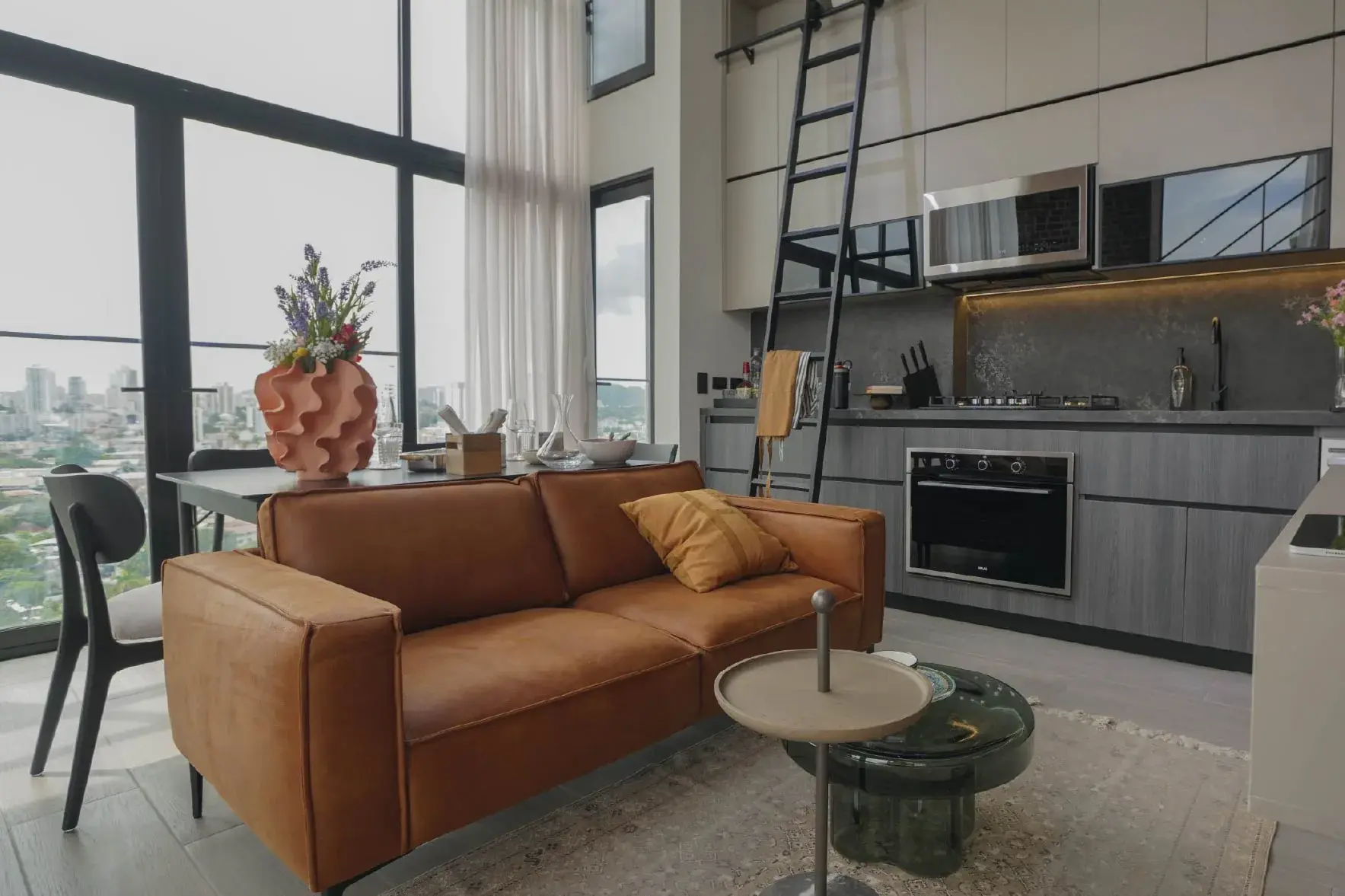 Double-height loft living room at Dovle Cincuentenario.