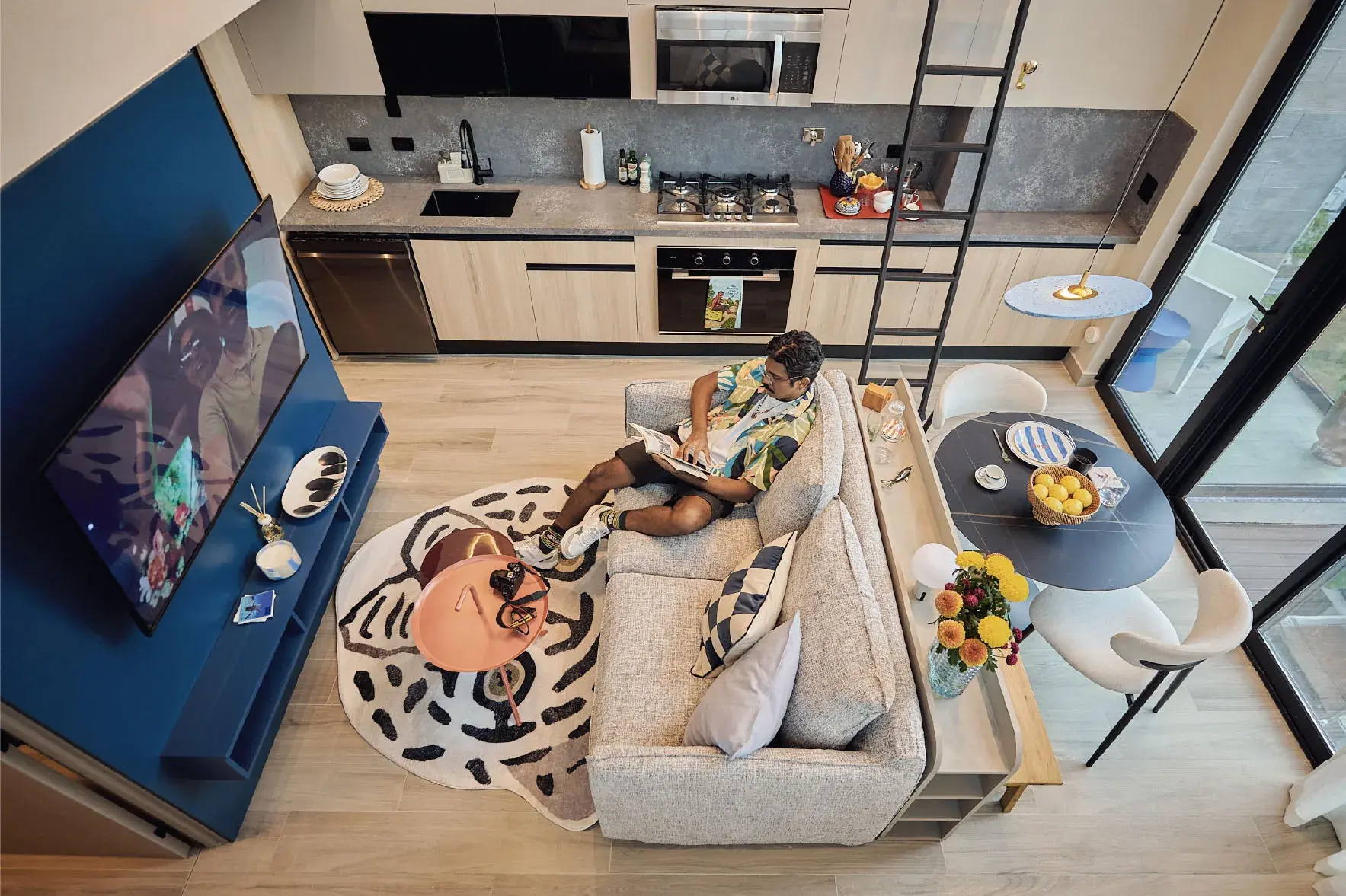 Loft apartment living area at Dovle Selva.