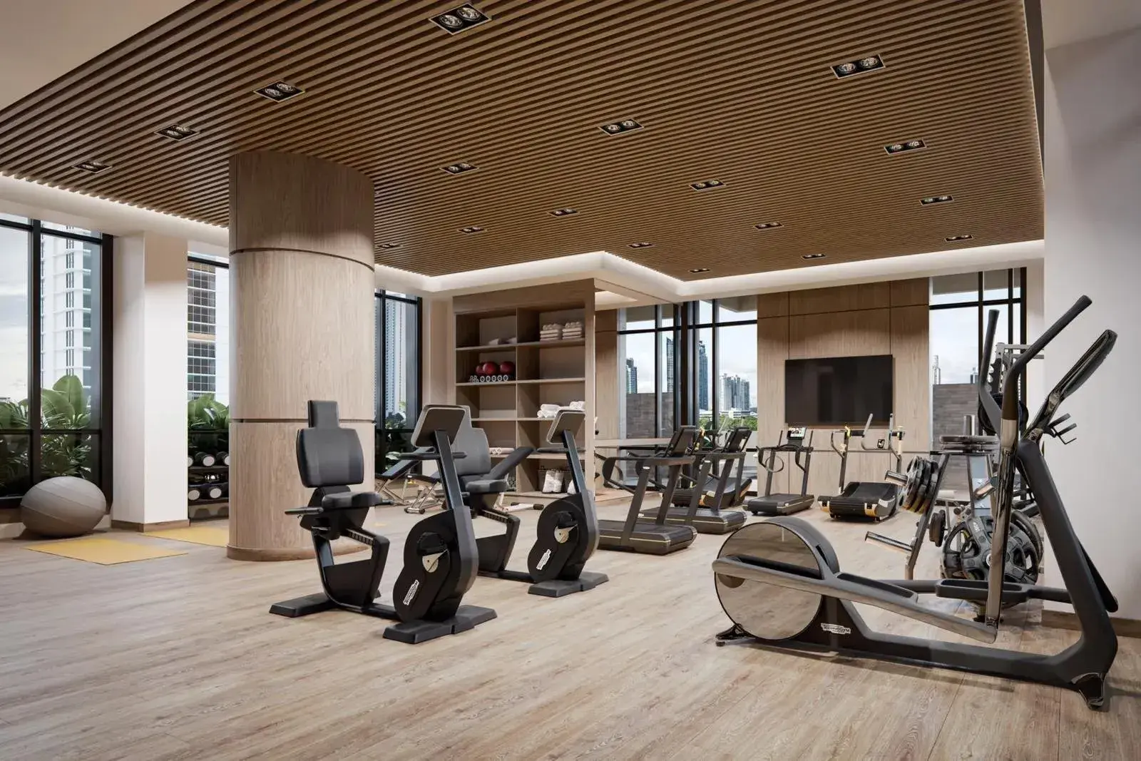 Architectural render of the Madero fitness studio.