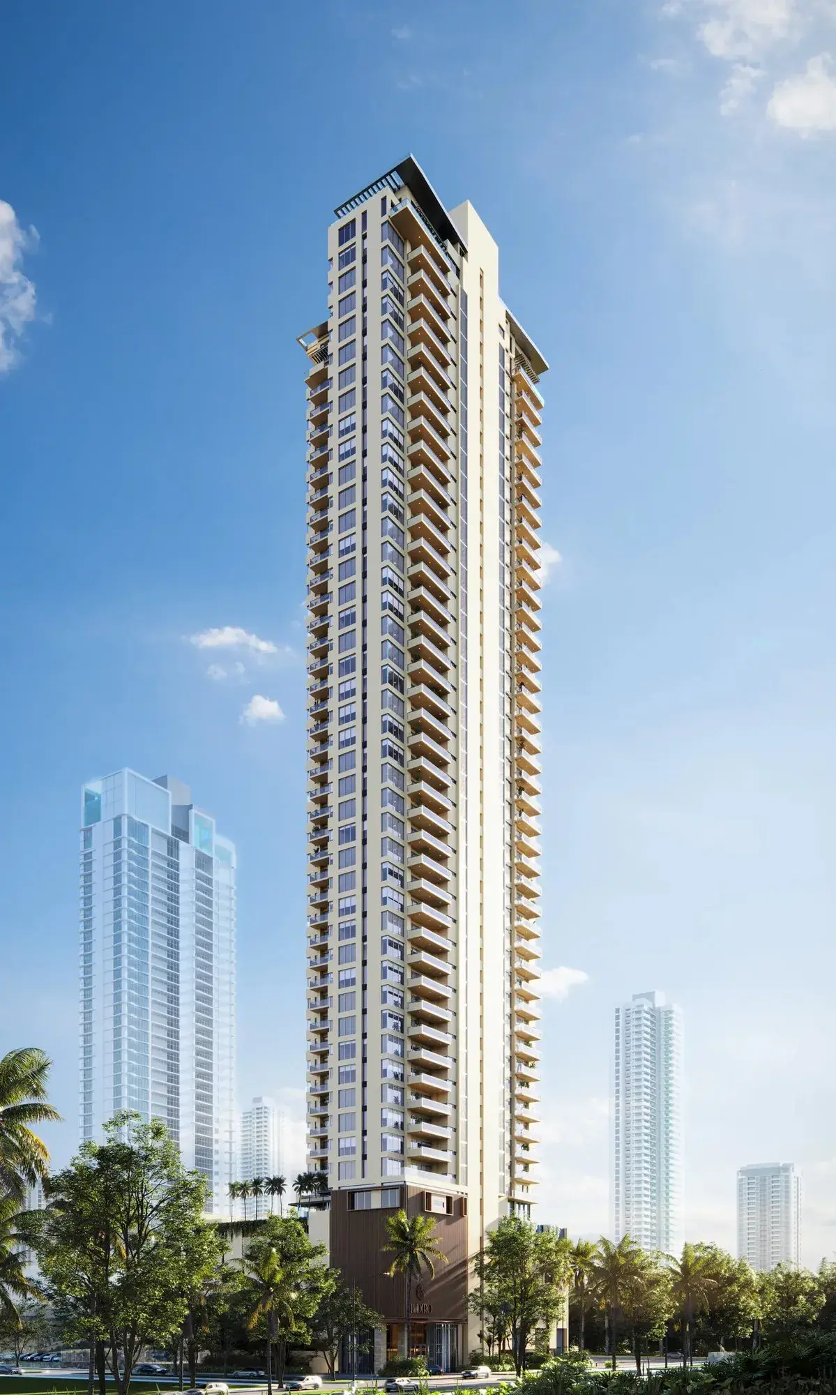 Architectural render of the full Madero tower in Costa del Este.