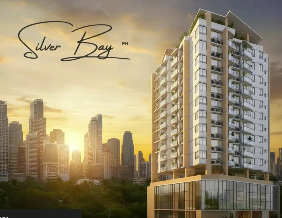 Architectural render of the Silver Bay building at sunset above the Panama City skyline.